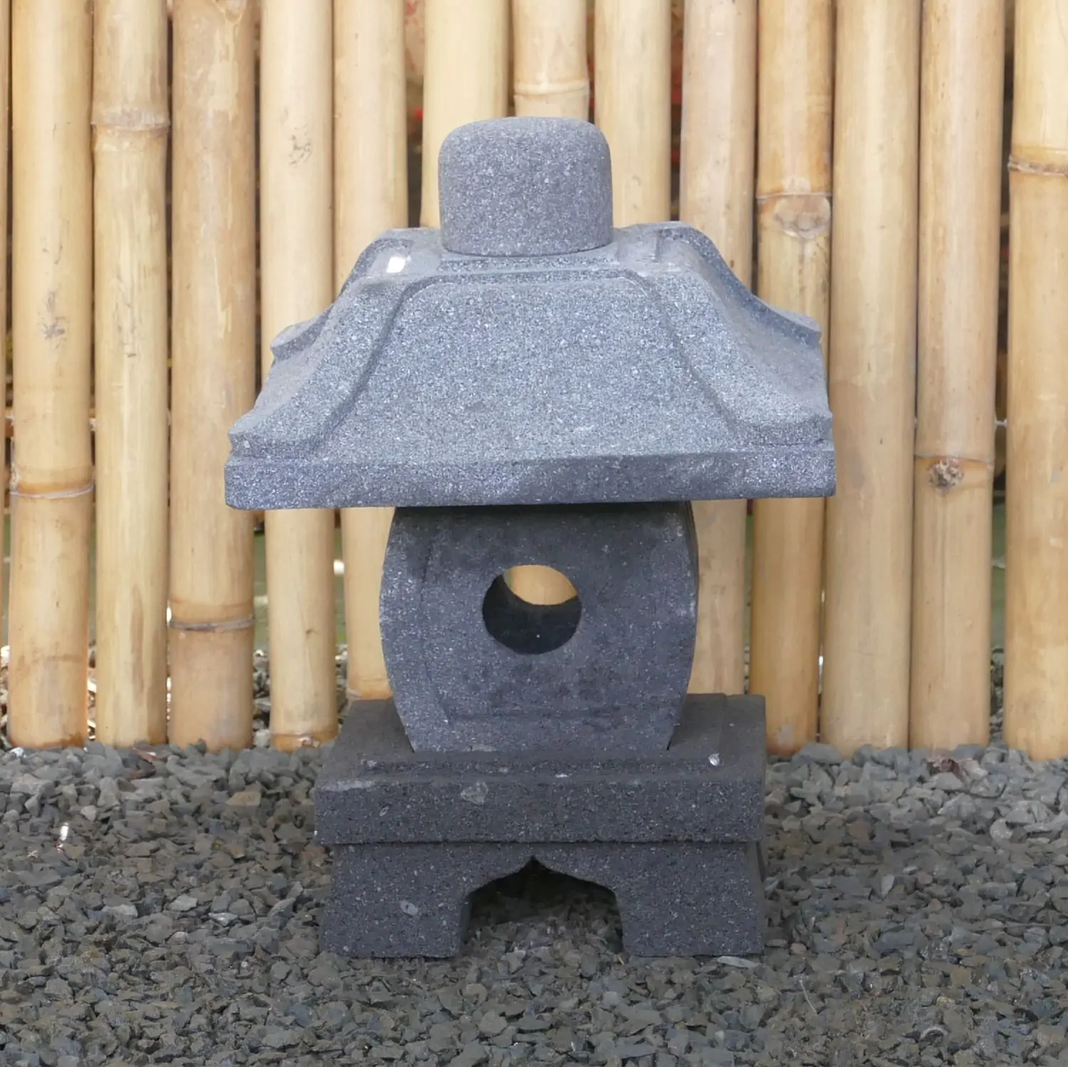  Product image 2 of the product “Japanese style Garden Lantern, made from Andesit Stone. Multipart. 40 cm Height, Roof is 30 cm width. ”
